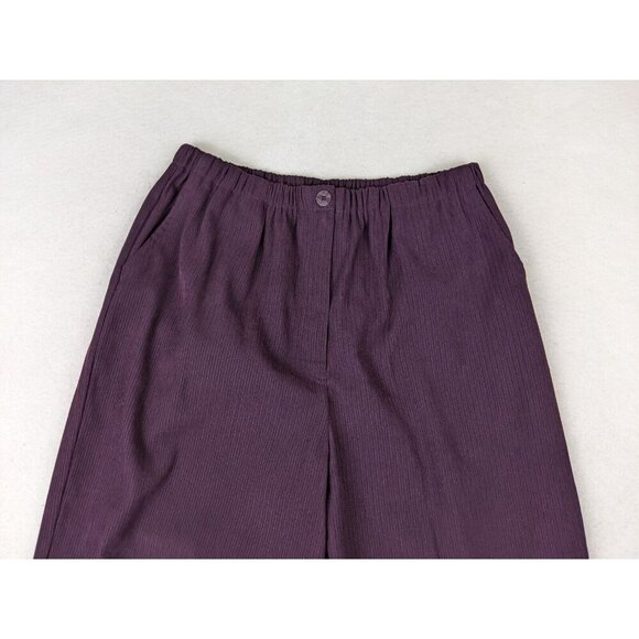 T & COMPANY - WOMEN'S PURPLE STRIPED ELASTIC WAIST PULL-ON PANTS - SIZE 12 - Picture 6 of 10